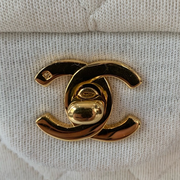 Chanel Beige Cotton Double Flap Quilted Handbag - Picture 2 of 10